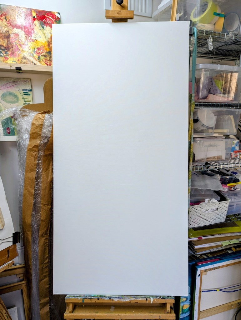 A plain white 120 x 60cm canvas